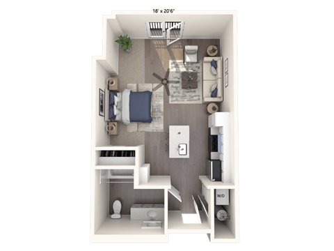 Floor plan for studio, 1 bath, 453 sqft